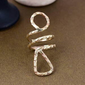 Geometric Spiral Brass Ring, Adjustable Open Band Ring, Unique Modern Jewelry, Statement Brass Ring for Women, Handmade Boho Chic Jewelry