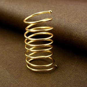 Adjustable Spiral Coil Ring– Handmade Gold Tone Wire Wrap Statement Ring,Minimalist Boho Jewelry,Open Band Unisex Modern Ring Birthday Gift