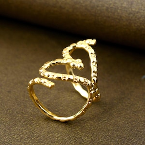 Textured Gold Snake Ring – Adjustable Brass Statement Ring, Serpent Inspired Open Ring for Women, Unique Handmade Jewelry, Bold Boho Design