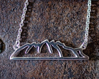 Lake Minnewanka Banff National Park Silver Necklace jewelry Canadian Rocky Mountain gift idea