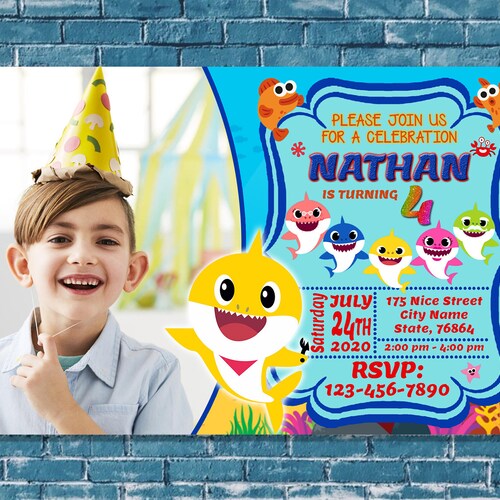Birthday Invitation For Kid Printable Baby Shark Birthday Etsy