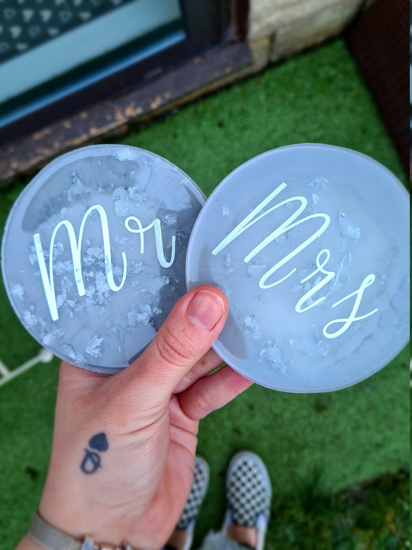 Simple round resin coasters Personalised Name Etsy