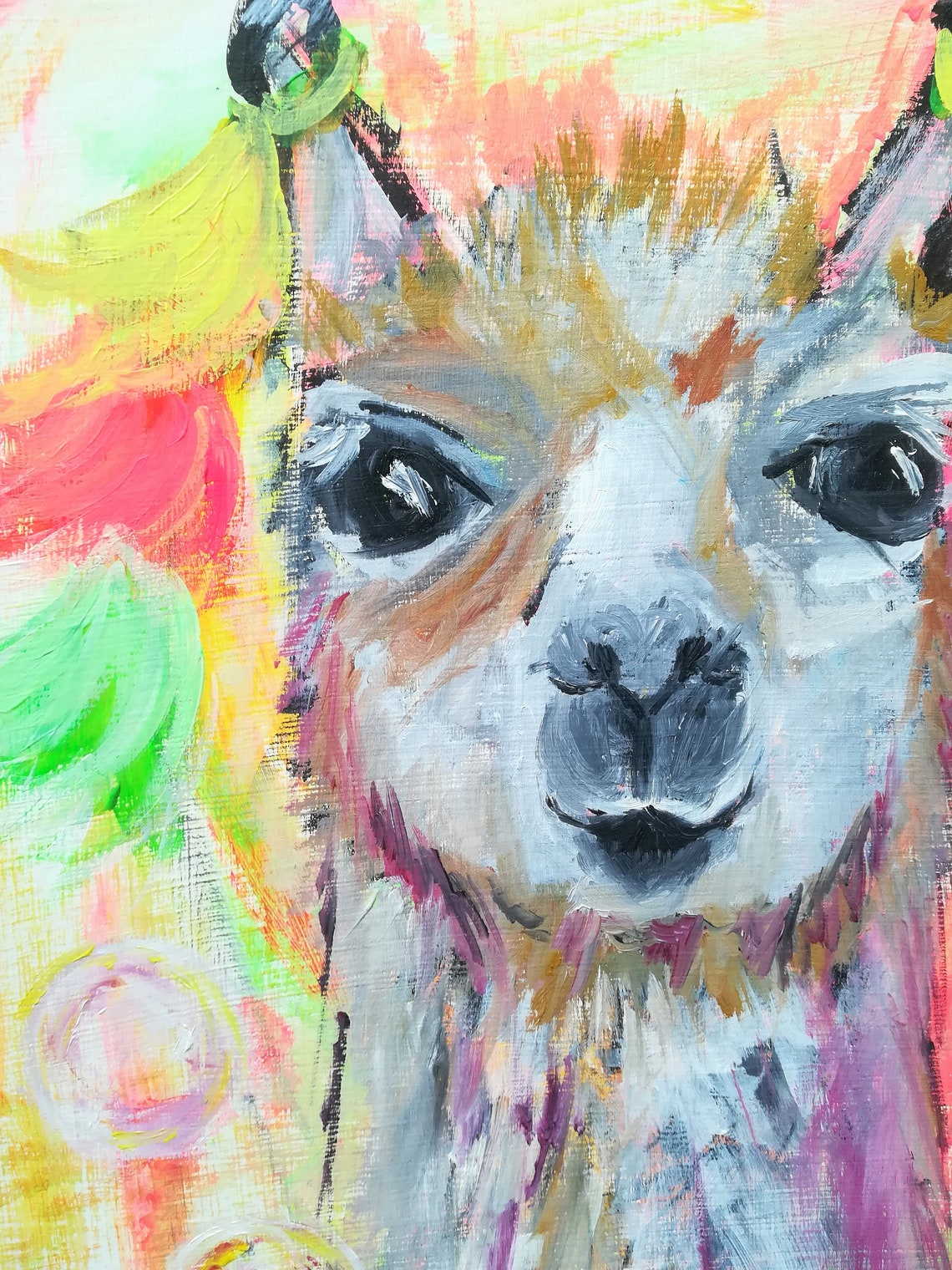 Llama painting Whimsical animal art Original oil painting Etsy
