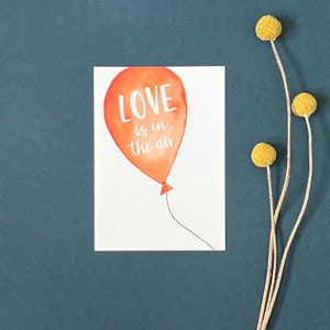 Postkarte „Love is in the air“ | Aquarell-Karten | Watercolor | Liebe | Freundschaft | Valentinstag | Hochzeit | Luftballon | Illustration
