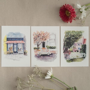 Postkarten-Set "Traumhäuser London & Frankreich" | Aquarell-Karten | Urban Watercolor | Travel | Grußkarten | Geschenk | Frühlingskarten