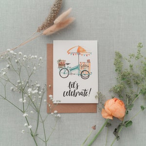 Carte de félicitations "Célébrons !" DIN A6 | Carte pliante avec enveloppe | Gelateria | Aquarelle | Félicitations | anniversaire | Célébrer | Glace
