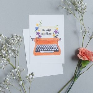 Carte postale « Tu vas nous manquer »| Aquarelle | fleurs | Adieu | Changement d'emploi | Retraite | Déménagement
