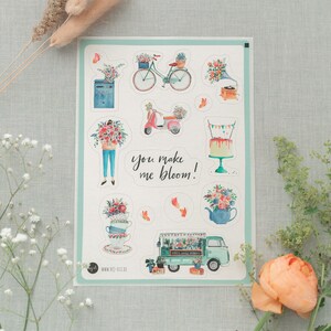 Sticker-Set DIN A5 "You make me bloom!" | Aquarell | Journal Sticker | Aufkleber | Sticker Floral | Lettering | Bullet Journal