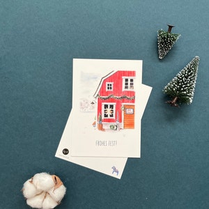 Postkarte „Weihnachtswerkstatt“ | Weihnachtskarten | DIN A6  | Aquarell | Watercolor | Weihnachtsmarkt | Schweden | Winter | Skandinavien