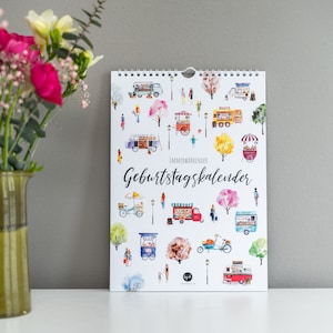 Geburtstagskalender im Watercolor-Stil mit liebevollen Illustrationen | DIN A4 | Wandkalender | immerwährender Jahreskalender | Geschenk