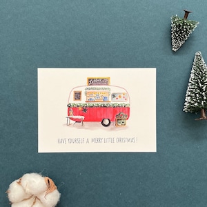 Postkarte „Lottas Weihnacht-Caravan “ | Weihnachtskarten | DIN A6  | Aquarell | Watercolor | Weihnachtsmarkt | Travel | Camper | Schweden
