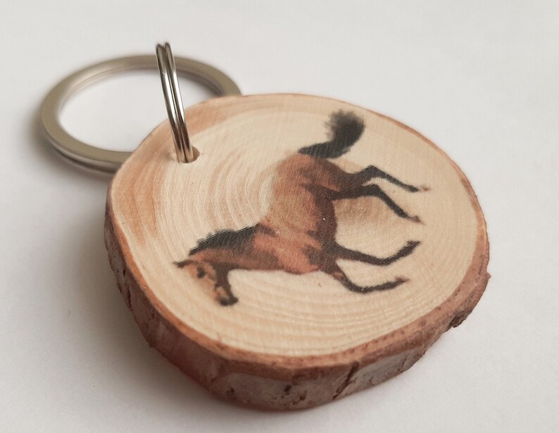 Horse keyring horse keychain customized keyring wood keychain