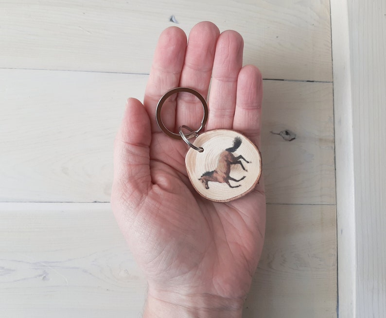 Horse keyring horse keychain customized keyring wood keychain