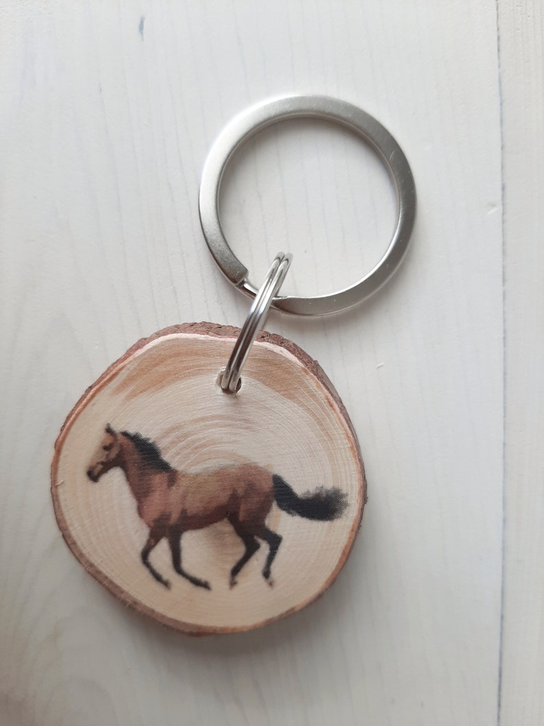 Horse keyring horse keychain customized keyring wood keychain