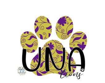 UNA University North Alabama Lion Pawprint - Sublimation Design, PNG File, Digital Download, Sublimation Designs Download, Clip Art, Lions