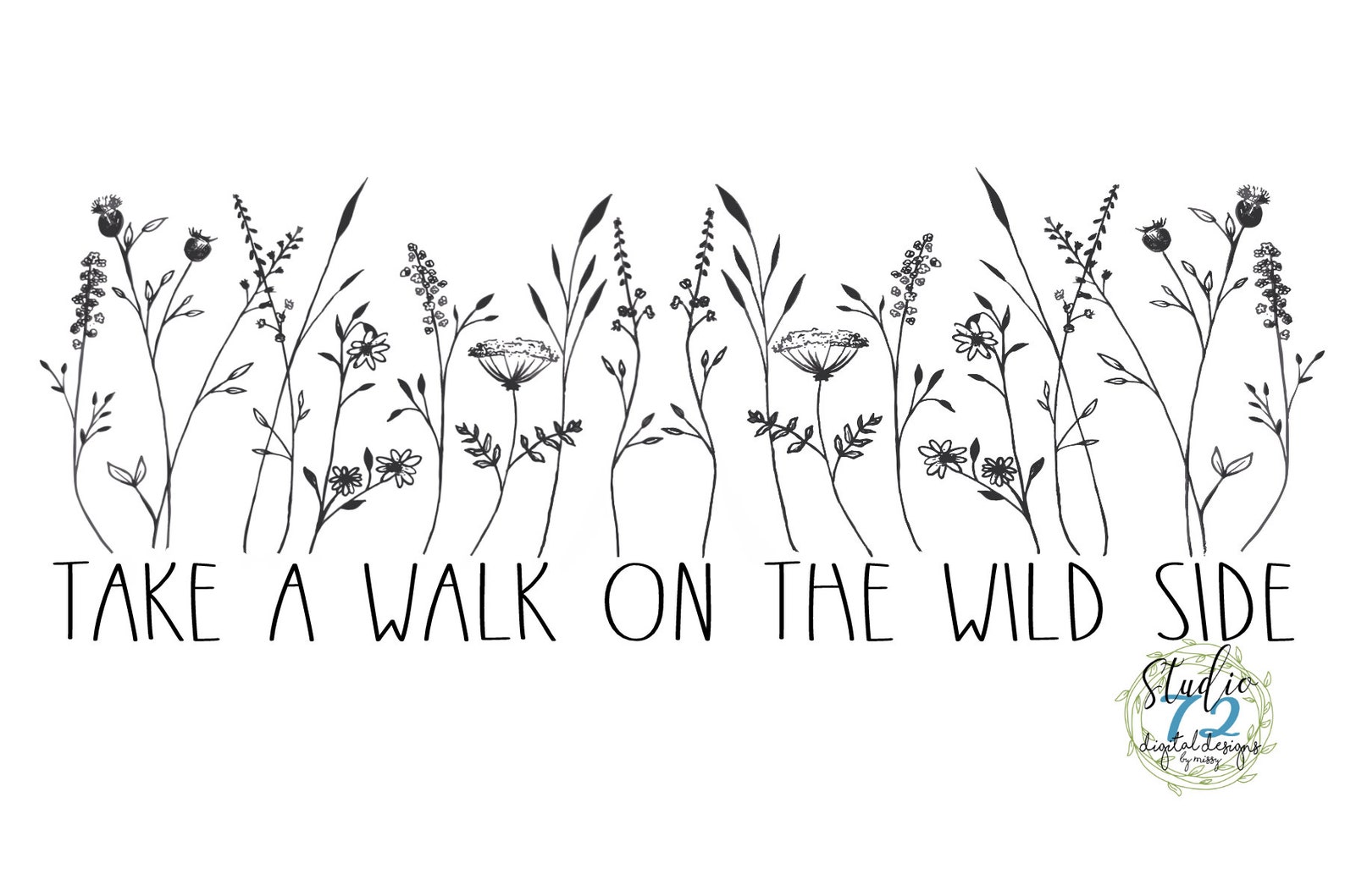 Take a Walk on the Wild Side Wild Flower Bouquet Sumblimation Design