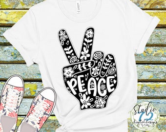 Hand Drawn Peace Fingers Be the Good Instant Download Illustration