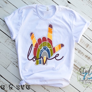 Hand Sign Language Love Rainbow PNG SVG Image File Instant Download