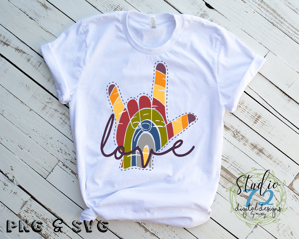 Sign Language Love Color Hand Sign Language Love Rainbow PNG SVG Image File Instant Download - Etsy