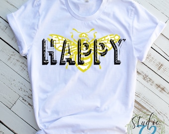 Bee Happy - Be Happy Sublimation Designs, PNG SVG File, Instant Digital Download, Sublimation Designs Download, Clip Art