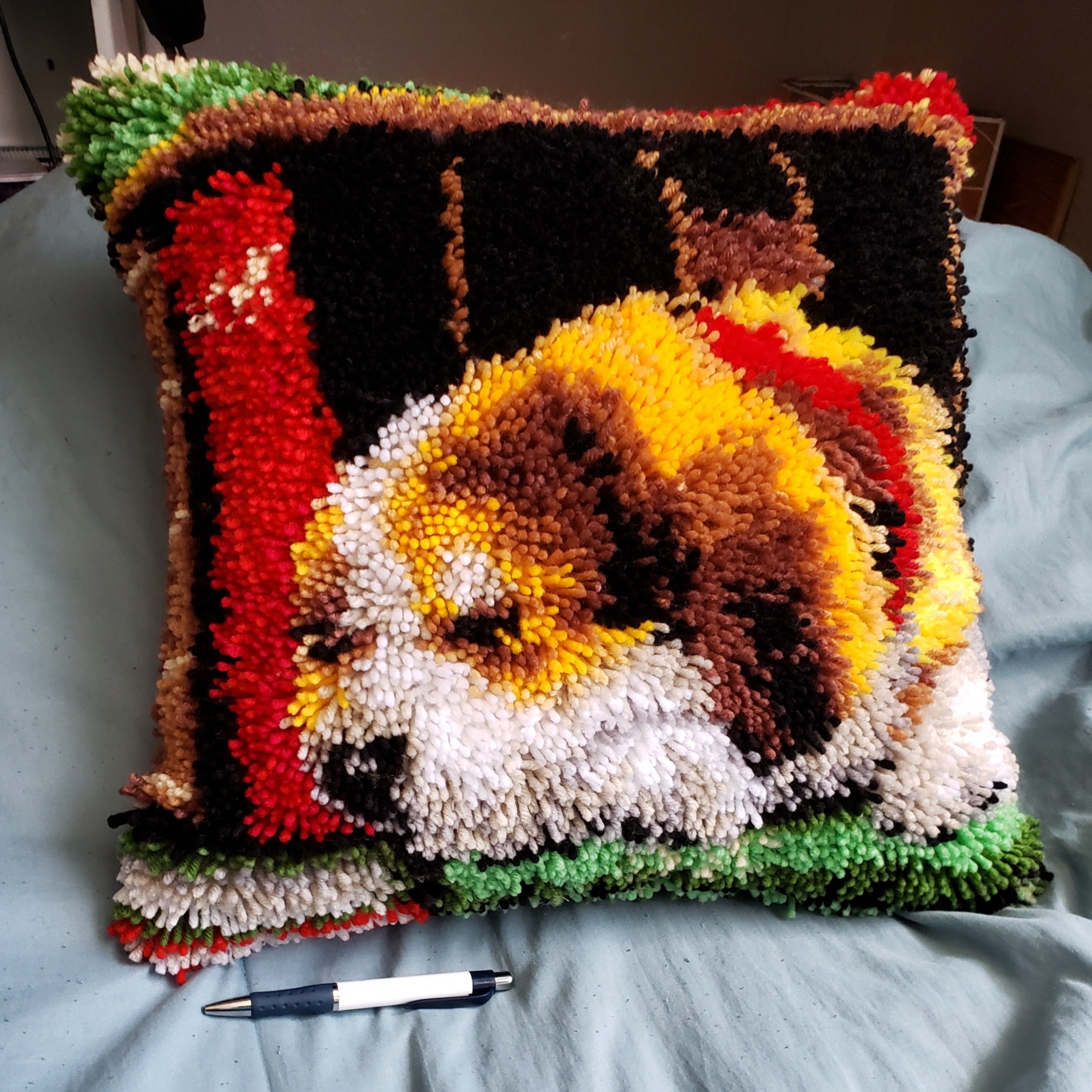 Puppy Latch Hook Decorative Pillow Dog Decorative Pillow Etsy