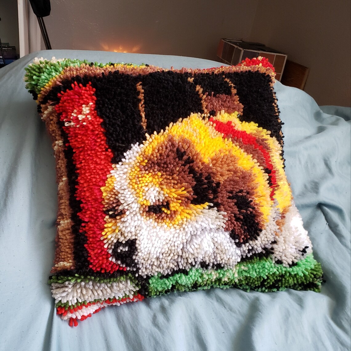 Puppy Latch Hook Decorative Pillow Dog Decorative Pillow Etsy