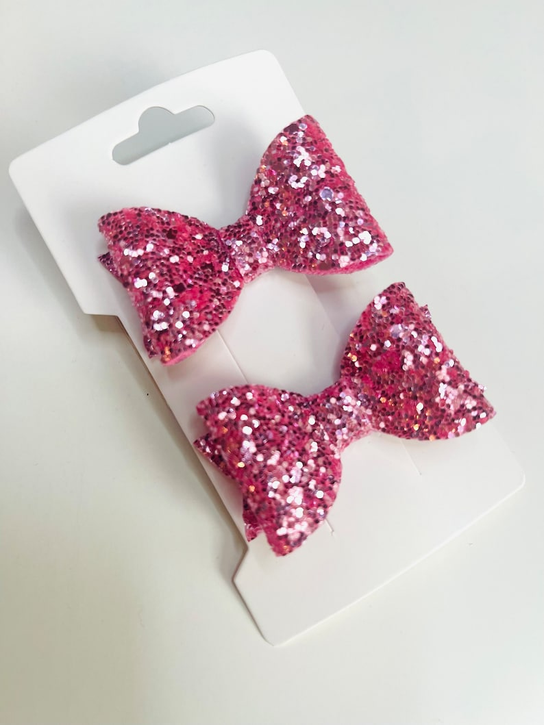 Baby Pink Glitter Hair Clips Set, Pigtail Hair Clips Set, Alligator