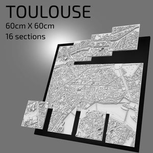 3D Toulouse | fichiers numériques | | de fichiers 3D STL | de la carte 3D de Toulouse | d’art de ville en 3D | de repère imprimé en 3D Maquette de Toulouse Skyline | Art 3D