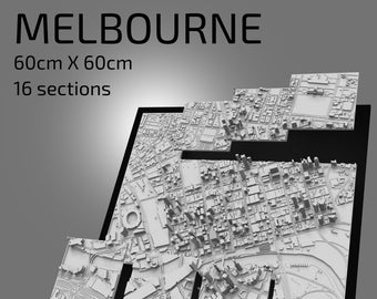 3D Melbourne | Digital Files | 3D STL File | Melbourne 3D Map | 3D City Art | 3D Printed Landmark | Model of Melbourne Skyline | 3D Art