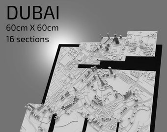 3D Dubai | Digital Files | 3D STL File | Dubai 3D Map | 3D City Art | 3D Printed Landmark | Model of Dubai Skyline | Art