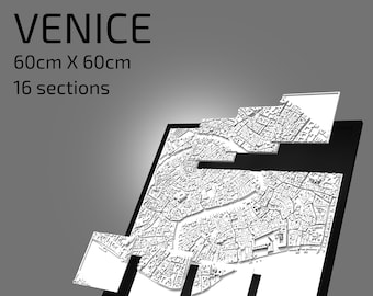 3D Venedig | Digitale Dateien | 3D STL Datei | Venedig 3D Karte | 3D City Art | 3D gedruckte Landmark | Modell der Skyline von Venedig | 3D Kunst