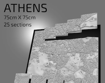 3D Athens City Map STL File | Printable Landmark Model (Digital Files)
