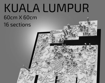 3D Kuala Lumpur City Map | Printable STL File (Digital Download)