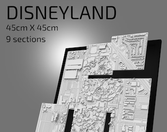 3D Disneyland | Digital Files | 3D STL File | Disneyland 3D Map | 3D City Art | 3D Printed Landmark | Model of Disneyland Skyline | 3D Art