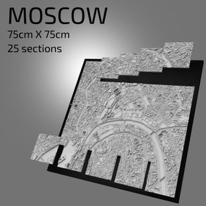 Mosca 3D / File digitali / File STL 3D / Mappa 3D di Mosca / Arte della città 3D / Punto di riferimento stampato in 3D / Modello dello skyline di Mosca / Arte 3D