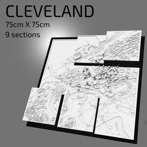 3D Cleveland | Digital Files | 3D STL File | Cleveland 3D Map | 3D City Art | 3D Printed Landmark | Model of Cleveland Skyline | 3D Art