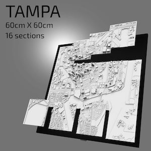 3D Tampa | Fichiers numériques | Fichier STL 3D | Carte 3D de Tampa | 3D City Art | Monument imprimé en 3D | Maquette de Tampa Skyline | Art 3D