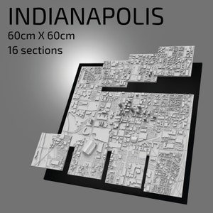 | 3D d’Indianapolis fichiers numériques | | de fichiers 3D STL | de la carte 3D d’Indianapolis | d’art de ville en 3D | de repère imprimé en 3D Modèle Skyline | 3D Indianapolis