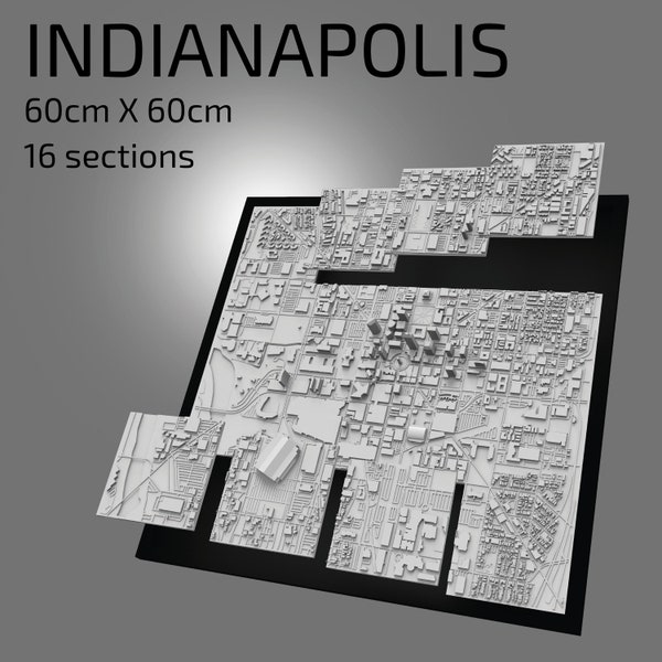 3D Indianapolis | Digital Files | 3D STL File | Indianapolis 3D Map | 3D City Art | 3D Printed Landmark | Model Skyline | 3D Indianapolis