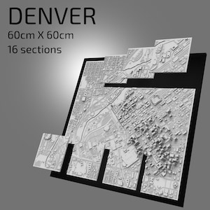 3D Denver | Fichiers numériques | Fichier STL 3D | Carte 3D de Denver | 3D City Art | Monument imprimé en 3D | Maquette de Denver Skyline | Art 3D