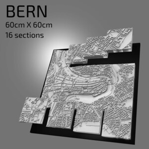 3D Bern | Digitale bestanden | 3D STL bestand | Bern 3D Kaart | 3D City Art | 3D-geprinte landmark | Model van Bern Skyline | 3D-kunst