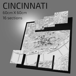 | 3D de Cincinnati fichiers numériques | | de fichiers 3D STL | de carte 3D de Cincinnati | d’art de ville en 3D | de repère imprimé en 3D Maquette de Cincinnati Skyline | Art 3D