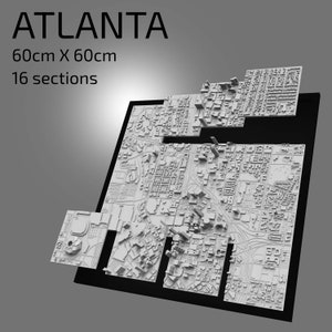 3D Atlanta | Digitale bestanden | 3D STL bestand | Atlanta 3D Kaart | 3D City Art | 3D-geprinte landmark | Model van Atlanta Skyline | 3D-kunst