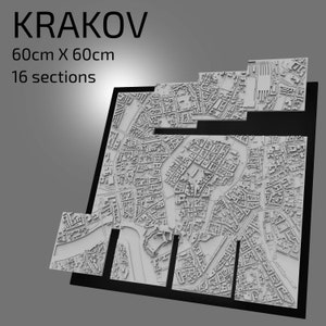 | 3D de Cracovie fichiers numériques | | de fichiers 3D STL | de carte 3D de Cracovie | d’art de ville en 3D | de repère imprimé en 3D Maquette de Krakow Skyline | Art 3D