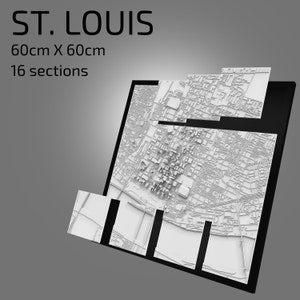 3D | Saint-Louis fichiers numériques | | de fichiers 3D STL Carte 3D de St. Louis | | d’art de ville en 3D | de repère imprimé en 3D Maquette de St. Louis Skyline | Art 3D