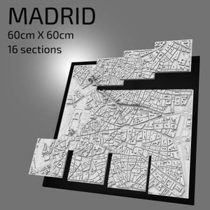 3D Madrid | Digitale bestanden | 3D STL bestand | Madrid 3D Kaart | 3D City Art | 3D-geprinte landmark | Model van de skyline van Madrid | 3D-kunst