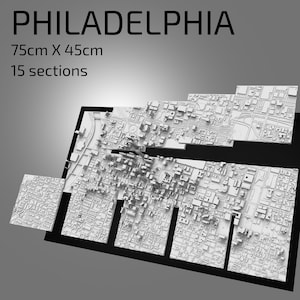 | 3D de Philadelphie fichiers numériques | | de fichiers 3D STL | de carte 3D de Philadelphie | d’art de ville en 3D | de repère imprimé en 3D Maquette de Philadelphia Skyline | Art