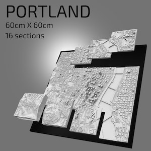 3D Portland | Digitale bestanden | 3D STL bestand | Portland 3D Kaart | 3D City Art | 3D-geprinte landmark | Model van Portland Skyline | 3D-kunst