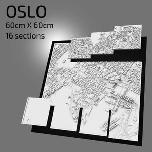 3D Oslo | Digital Files | 3D STL File | Oslo 3D Map | 3D City Art | 3D Printed Landmark | Model of Oslo Skyline | 3D Art
