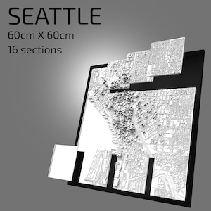 | 3D de Seattle fichiers numériques | | de fichiers 3D STL | de carte 3D de Seattle | d’art de ville en 3D | de repère imprimé en 3D Maquette de Seattle Skyline | Art 3D
